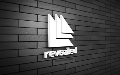 Logo 3D Revealed Recordings, 4K, brickwall gris, cr&#233;atif, &#233;tiquettes musicales, logo Revealed Recordings, art 3D, Revealed Recordings