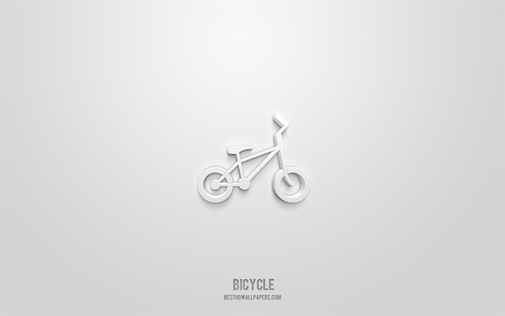 Icono de bicicleta 3d, fondo blanco, s&#237;mbolos 3d, bicicleta, iconos deportivos, iconos 3d, signo de bicicleta, iconos deportivos 3d