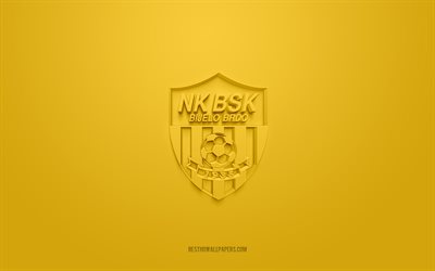 NK BSK Bijelo Brdo, kreativ 3D-logotyp, gul bakgrund, Druga HNL, 3d-emblem, kroatiska fotbollsklubben, Croatian Second Football League, Bijelo Brdo, Kroatien, 3d-konst, fotboll, NK BSK Bijelo Brdo 3d-logotyp