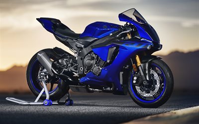 Yamaha YZF-R1, 2022, side view, exterior, sportbike, new blue YZF-R1, japanese sport bikes, Yamaha