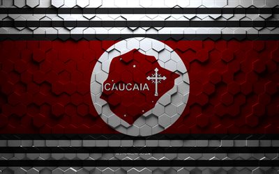 Drapeau de Caucaia, art en nid d&#39;abeille, drapeau d&#39;hexagones de Caucaia, Caucaia, art d&#39;hexagones 3d, drapeau de Caucaia