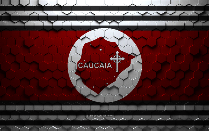 Bandiera di Caucaia, arte a nido d&#39;ape, bandiera di esagoni di Caucaia, Caucaia, arte di esagoni 3d, bandiera di Caucaia