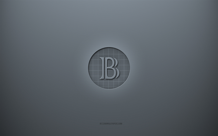 BlackCoinのロゴ, 灰色の創造的な背景, BlackCoinサイン, 灰色の紙の質感, BlackCoin, 灰色の背景, BlackCoin3dサイン