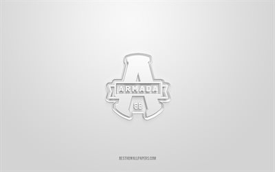 Blainville-Boisbriand Armada, creative 3D logo, white background, QMJHL, Canadian hockey team, USL League One, Quebec, Canada, 3d art, hockey, Blainville-Boisbriand Armada 3d logo