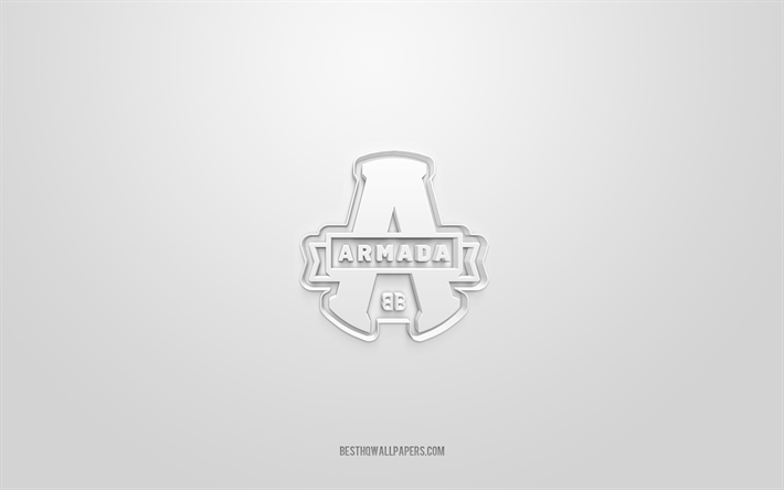 Blainville-Boisbriand Armada, creative 3D logo, white background, QMJHL, Canadian hockey team, USL League One, Quebec, Canada, 3d art, hockey, Blainville-Boisbriand Armada 3d logo