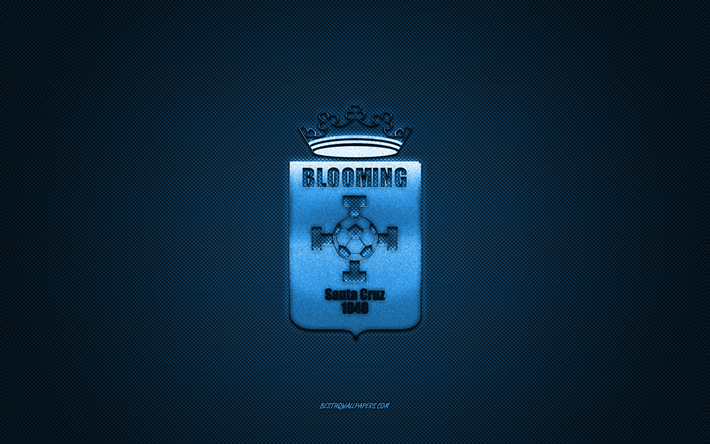 Club Blooming, Bol&#237;via clube de futebol, logo azul, azul fibra de carbono de fundo, Boliviano Primera Division, futebol, Santa Cruz de la Sierra, Bol&#237;via, Club Blooming logo
