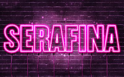 Serafina, 4k, wallpapers with names, female names, Serafina name, purple neon lights, Serafina Birthday, Happy Birthday Serafina, popular italian female names, picture with Serafina name