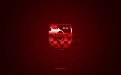 HNK Orijent 1919, Croatian football club, red logo, red carbon fiber background, Druga HNL, football, Rijeka, Croatia, HNK Orijent 1919 logo