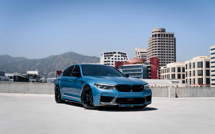 Download wallpapers BMW M5, F90, 4k, front view, blue sedan, exterior, new  blue M5, blue F90, F90 tuning, German cars, BMW for desktop free. Pictures  for desktop free