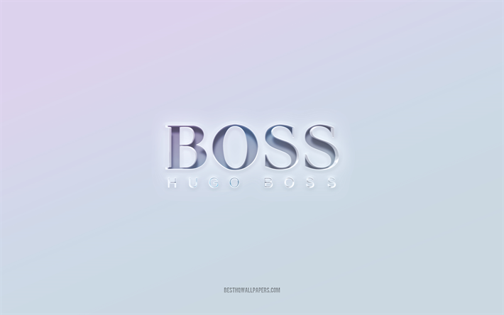 Hugo Boss -logo, leikattu 3d-teksti, valkoinen tausta, Hugo Boss 3d -logo, Hugo Boss -tunnus, Hugo Boss, kohokuvioitu logo, Hugo Boss 3d -tunnus
