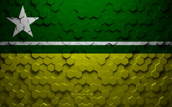 Bandiera di Boa Vista, arte a nido d&#39;ape, bandiera di esagoni Boa Vista, Boa Vista, arte di esagoni 3d, bandiera di Boa Vista