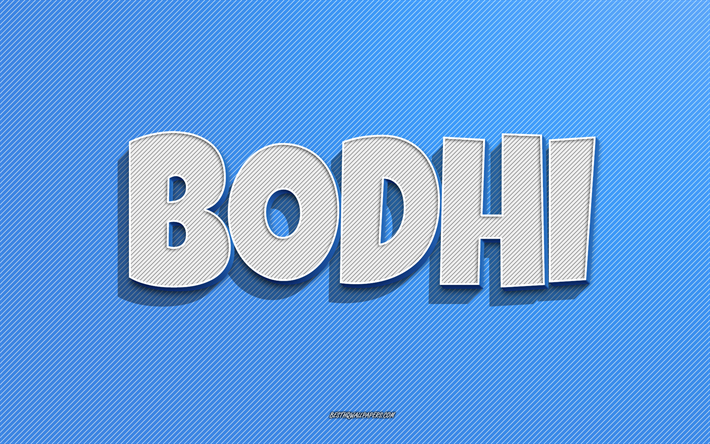 Bodhi, bl&#229; linjer bakgrund, tapeter med namn, Bodhi namn, mansnamn, Bodhi gratulationskort, streckteckning, bild med Bodhi namn