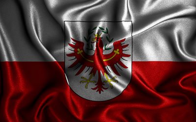 チロル旗, 4k, シルクの波状の旗, オーストリアの州, チロルの日, ファブリックフラグ, チロルの旗, 3Dアート, チロル州, ヨーロッパ, チロル3Dフラグ, オーストリア