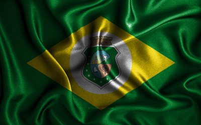 セアラ旗, 4k, シルクの波状の旗, ブラジルの州, セアラの日, ファブリックフラグ, Cearaの旗, 3Dアート, セアラ州, 南米, Ceara3Dフラグ, ブラジル