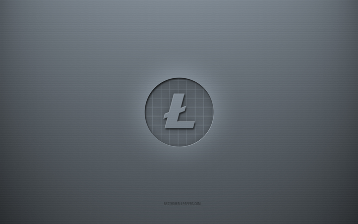 Litecoin-logotyp, gr&#229; kreativ bakgrund, Litecoin-tecken, gr&#229; pappersstruktur, Litecoin, gr&#229; bakgrund, Litecoin 3d-tecken