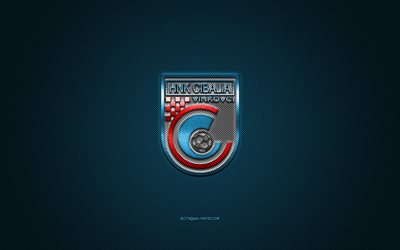 HNK Cibalia, Croatian football club, blue logo, blue carbon fiber background, Druga HNL, football, Vinkovci, Croatia, HNK Cibalia logo