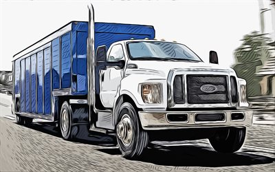 Ford F-750, 4K, vector art, 2022 cars, trucks, creative, abstract cars, Ford F-750 drawing, cars drawings, tuning, Ford