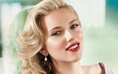 Scarlett Johansson, 4k, portrait, actrice am&#233;ricaine, maquillage, visage, photoshoot