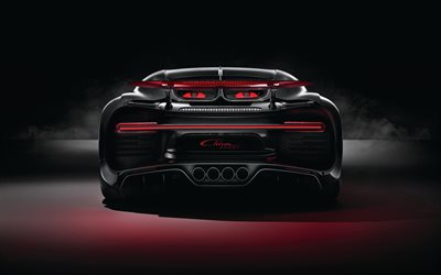 4k, Bugatti Chiron Esportes, vis&#227;o traseira, 2018 carros, hypercars, novo Chiron, Bugatti