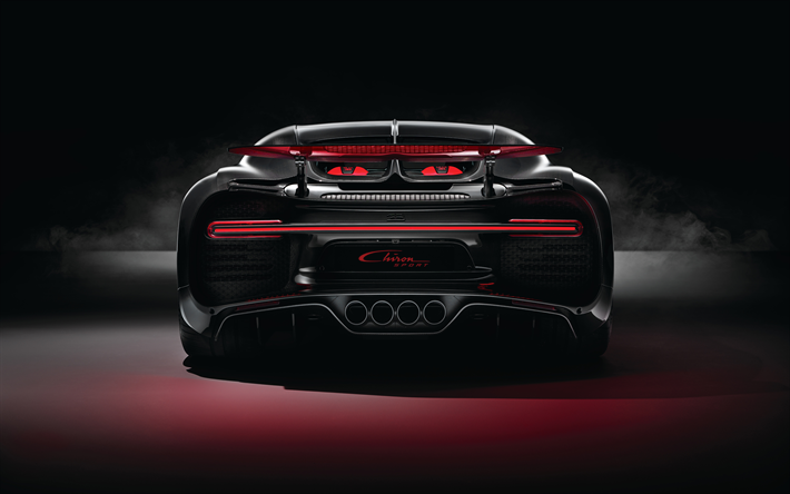 4k, Bugatti Chiron Urheilu, takaa katsottuna, 2018 autoja, hypercars, uusi Chiron, Bugatti
