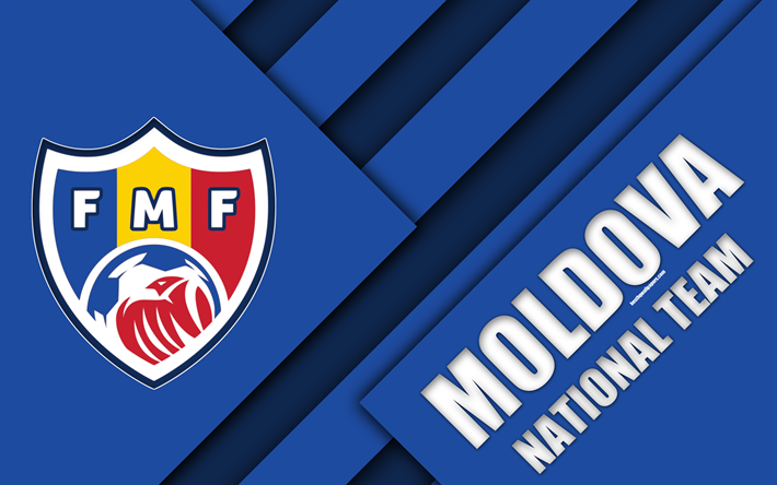 Moldovan jalkapallomaajoukkue, 4k, tunnus, materiaali suunnittelu, valkoinen sininen punainen abstraktio, logo, Palloliiton Moldova, jalkapallo, Moldova, vaakuna