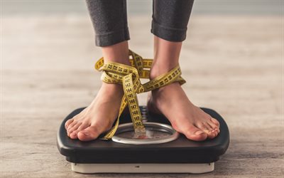 perdita di peso, dieta concetti, sistemi di pesatura, bilance, giallo, nastro di misurazione, stile di vita sano