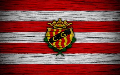 Gimnastic FC, 4k, Segunda Division, futbol, futbol kul&#252;b&#252;, İspanya, Gimnastic de Tarragona, logo, LaLiga2, ahşap doku, FC Gimnastic de Tarragona