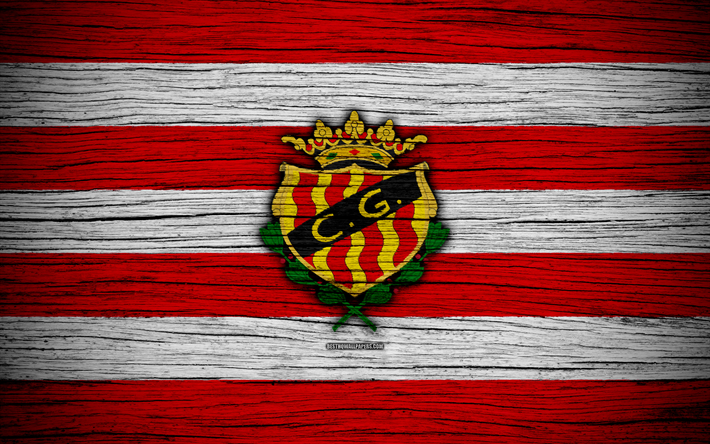 Gimnastic FC, 4k, Segunda Division de football, club de football, Espagne, Gimnastic de Tarragona, logo, LaLiga2, texture de bois, le FC Gimnastic de Tarragona