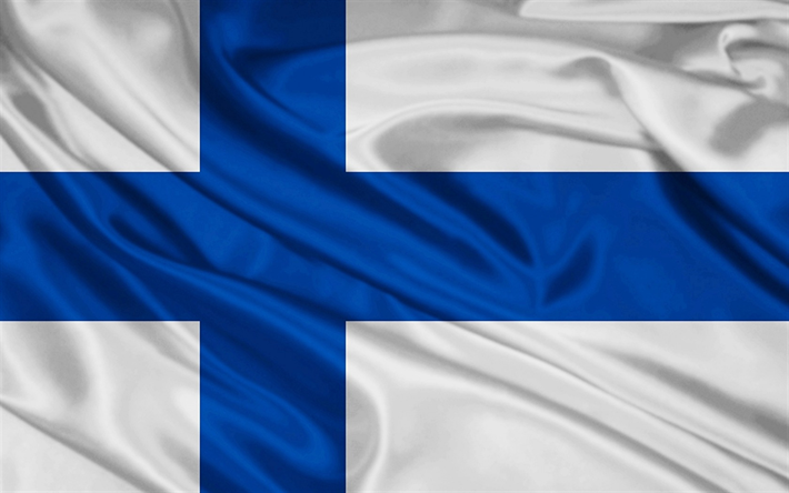 Flag of Finland, fabric texture, silk, Finnish flag, Europe, Finland