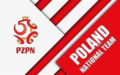 بولندا المنتخب الوطني لكرة القدم, 4k, شعار, تصميم المواد, الأبيض الأحمر التجريد, البولندي لكرة القدم, كرة القدم, بولندا, معطف من الأسلحة