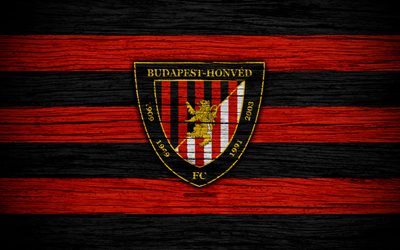 Honved FC, 4k, Hungarian Liga, soccer, NB I, football club, Hungary, Budapest Honved, football, wooden texture, FC Honved