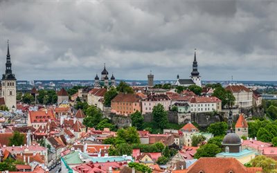 تالين, Vyshgorod, المدينة بانوراما, Toompea القلعة, الصيف, إستونيا, عاصمة جمهورية استونيا
