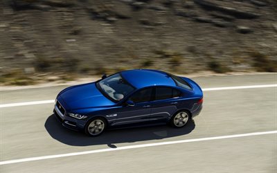 Jaguar XE, 2018, classe executiva, azul sedan de luxo, carros novos, azul XE, Carros brit&#226;nicos, Jaguar