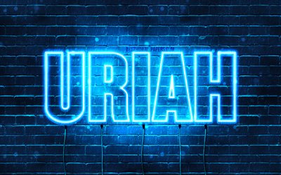 Uriah, 4k, wallpapers with names, horizontal text, Uriah name, blue neon lights, picture with Uriah name