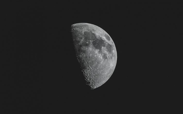 La luna, la Tierra por sat&#233;lite, espacio exterior, de noche, cuerpos c&#243;smicos