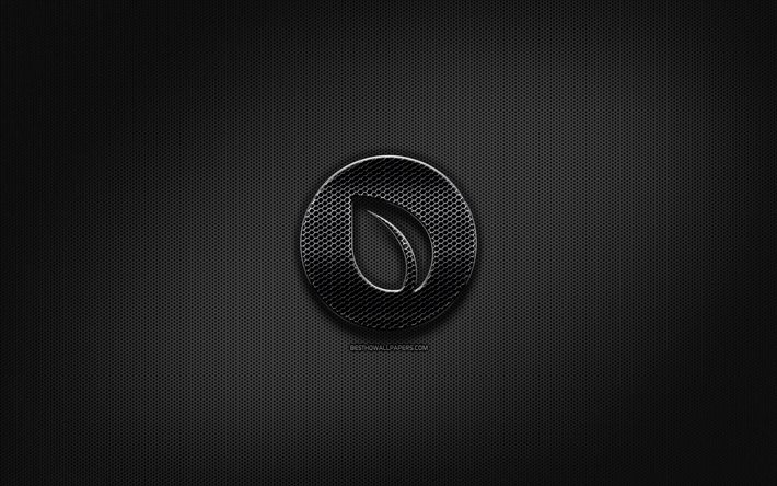 Peercoin siyah logo, cryptocurrency, kılavuz metal arka plan, Peercoin, sanat, yaratıcı, cryptocurrency işaretler, Peercoin logosu