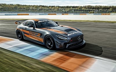 2020, Mercedes-Benz AMG GT4, front view, race car, tuning AMG GT4, race track, German sports cars, Mercedes