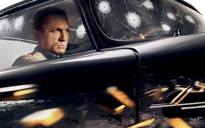 No Time to Die, 2020, 4k, poster, promotional materials, Bond 25, James Bond, Daniel Craig, main character