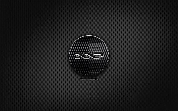 nxt black-logo, kryptogeld -, grid-metal-hintergrund, nxt, artwork, kreativ, kryptogeld zeichen, nxt-logo