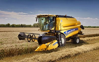 A New Holland TC4-90, 4k, colhedora, 2020 combina, a sega do trigo, a colheita conceitos, A New Holland