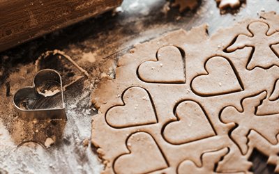 cookies, cookies de cozimento, cora&#231;&#245;es, cortadores de cookie, conceitos de amor