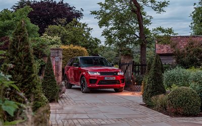 Land Rover, Range Rover Sport HST, front view, exterior, luxury SUV, new red Range Rover, tuning Range Rover Sport, British cars