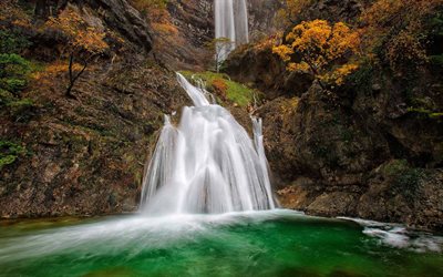 vattenfall, stenar, kv&#228;ll, berg vattenfall, berg, Albacete, Spanien