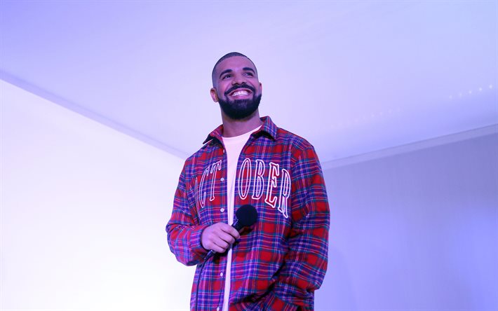 Drake, 2020, kanadensisk rappare, fan m&#246;te, musik stj&#228;rnor, Aubrey Drake Graham, photoshoot, Drake med mikrofon