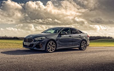 BMW M235i Gran Coupe, 2020, front view, exterior, compact sedan, new gray M2, german cars, BMW