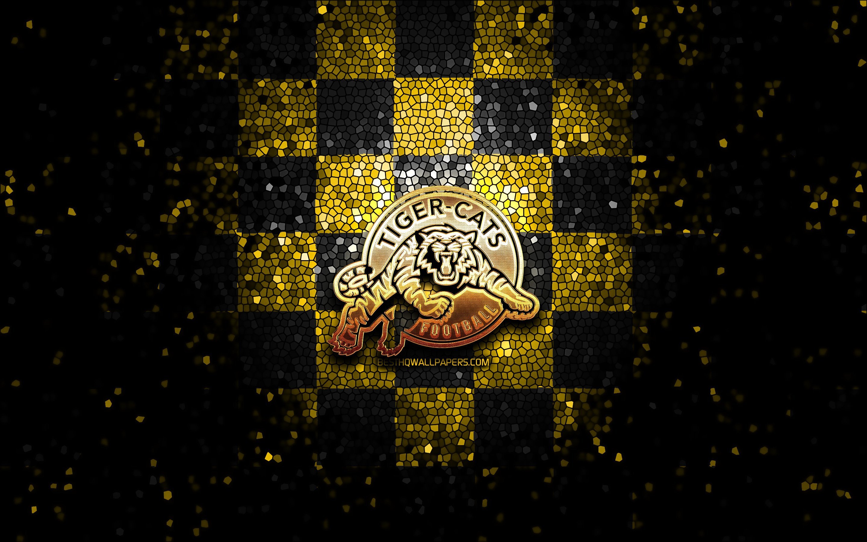 Download wallpapers Hamilton Tiger-Cats, glitter logo, CFL, yellow ...