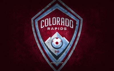 Colorado Rapids, American soccer team, blue stone background, Colorado Rapids logo, grunge art, MLS, soccer, USA, Colorado Rapids emblem