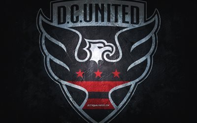 dc united, amerikanische fu&#223;ball-team, roten stein hintergrund, dc united logo, grunge kunst, mls, fu&#223;ball, usa, dc united emblem