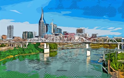 Nashville, Tennessee, 4k, vector art, Nashville drawing, creative art, Nashville art, vector drawing, Nashville cityscape, USA