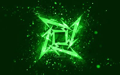 logo vert metallica, 4k, n&#233;ons verts, cr&#233;atif, vert abstrait, logo metallica, stars de la musique, metallica